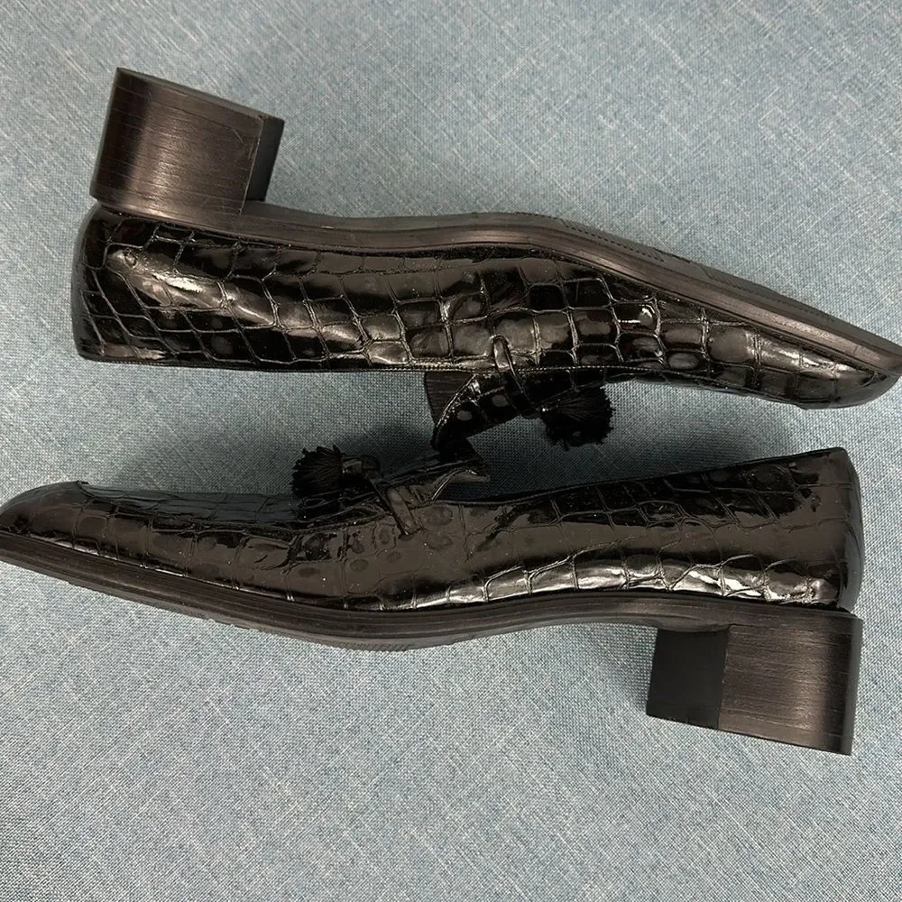 Stuart Weitzman Oxfords Vintage Black Patent Leather Loafers Size 8 M